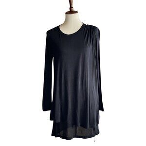 Diesel Womens Black Knit D Ind Long Sleeve Layered Hi Lo Dress Size Small $178